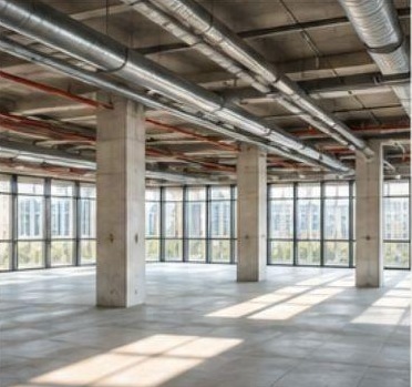 Empty workplace ready for fit out